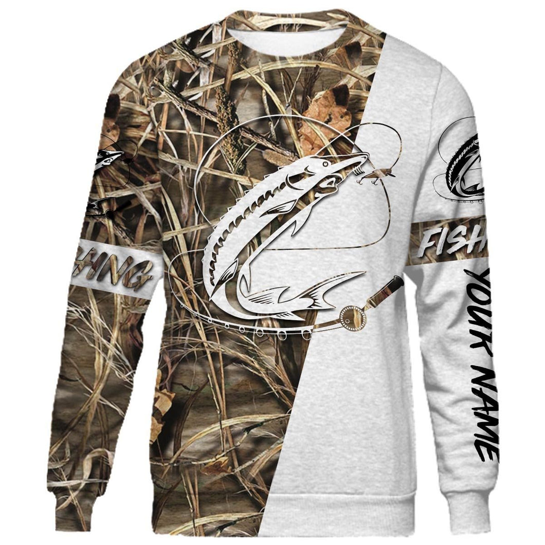Lake Sturgeon Customized fishing tattoo camo all-over print long sleeve, T-shirt, Hoodie, Zip-up hoodie - FSA12