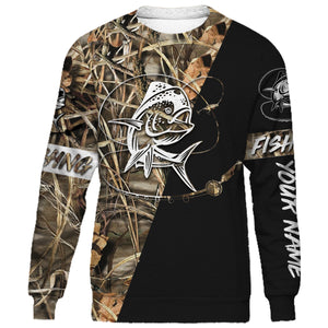 Mahi mahi Personalized fishing tattoo camo all-over print long sleeve, T-shirt, Hoodie, Zip up hoodie - FSA5B Black version