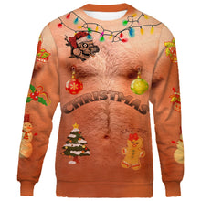 Load image into Gallery viewer, Hairy chest ugly Christmas full printing shirt, long sleeves, sweater, hoodie