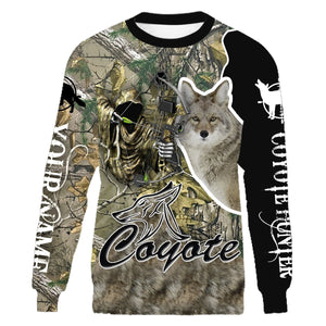 Coyote camo hunter customized name full printing personalized shirt, hoodie - TATS19