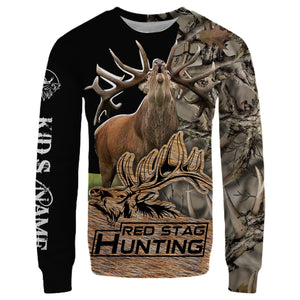 Personalized red stag hunting 3D all over printed shirts and hoodie