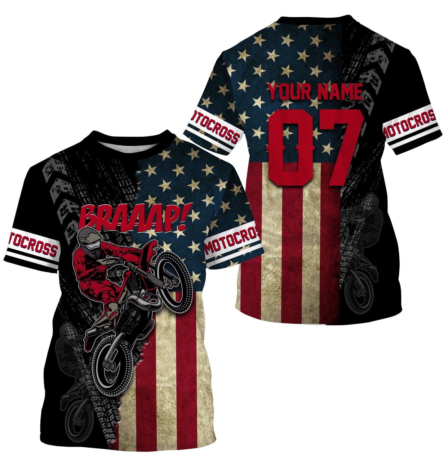 American Motocross Jersey Personalized UPF30+ Brap Dirt Bike Riding Shirt Off-road Motorcycle Riders| NMS531