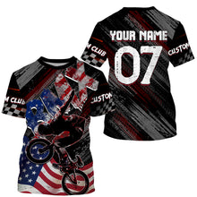 Load image into Gallery viewer, Personalized adult kid BMX jersey Patriotic UPF30+ USA riding racewear American cycling shirt| SLC31