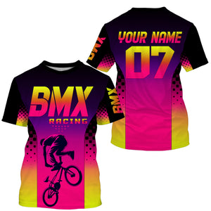 Personalized Pink BMX jersey adult kid bike shirts UPF30+ Freestyle cycling bicycle motocross gear| SLC43