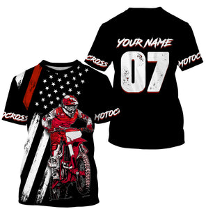 Custom motocross jersey American kid&adult UPF30+ red dirt bike racing off-road motorcycle shirt| NMS879