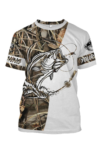 Custom camo bass fishing shirts all over printed T-shirt, Long sleeve, Hoodie, Zip up hoodie