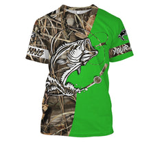 Load image into Gallery viewer, Bass Customized Name fishing tattoo green camo all-over print shirts - FSA35