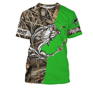 Bass Customized Name fishing tattoo green camo all-over print shirts - FSA35