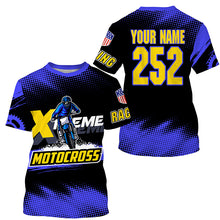 Load image into Gallery viewer, Men women kid Motocross jersey UPF30+ blue extreme personalized MX riding shirt biker off-road PDT242