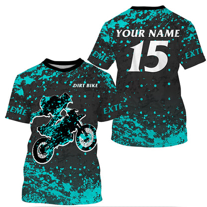 Custom dirt bike jersey men women youth UV protective extreme blue Motocross racing shirt PDT362