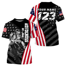 Load image into Gallery viewer, Custom dirt bike jersey UPF30+ Patriotic motocross off-road American flag extreme MX racing shirt PDT277