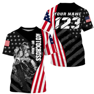 Custom dirt bike jersey UPF30+ Patriotic motocross off-road American flag extreme MX racing shirt PDT277