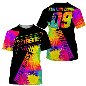 Extreme Motocross jersey personalized UFP30+ Rainbow adult kid dirt bike racing long sleeves NMS1085