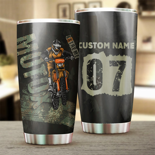 Camo Motocross Personalized Tumbler - MotoX Dirt Bike Motorcycle Tumbler Off-road Rider Drinkware| NMS418