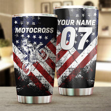 Load image into Gallery viewer, Custom USA Flag Motocross Tumbler Cup - Off-Road Dirt Bike Tumbler Biker Patriotic Gift Drinkware CDT16