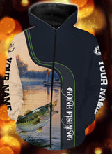 Load image into Gallery viewer, Personalized name gone fishing full printing hoodie, zip up, sweater