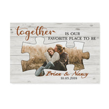 Load image into Gallery viewer, Custom photo, name and date canvas prints Together is our favorite place to be D02 NQSD272