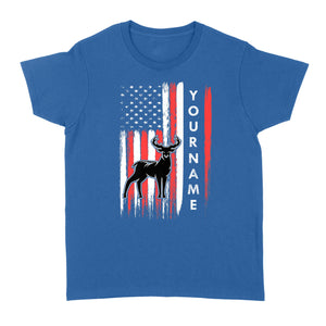 American flag deer hunting custom name shirt, personalized deer hunting apparel Women's T-shirt- NQS1206