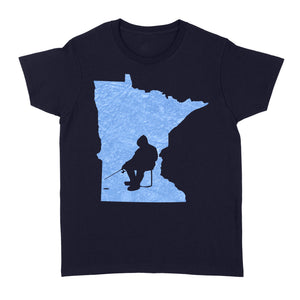 Minnesota Ice Fishing Shirts, Winter Fishing Minnesota State Love Fishing Women's Tshirt - FSD2927 D06