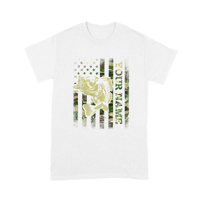 Largemouth bass fishing American flag green camo custom name fishing shirts D05 NQS1428 - Standard T-shirt