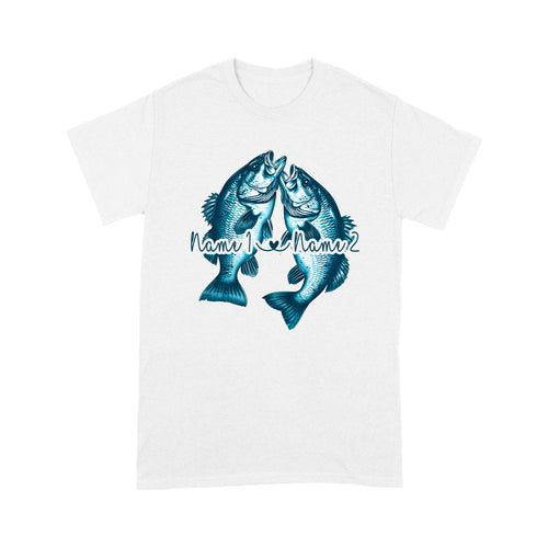 Custom His Her Name Bass Fishing T Shirts Matching Couple Fishing Shirt | Blue IPHW5804