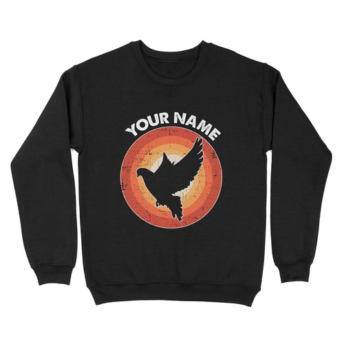 Dove Retro Vintage Sunset Custom Name Shirt, Dove Hunting Shirt, Gift for Dove Lover, Bird Lover Standard Sweatshirt FSD2351D08