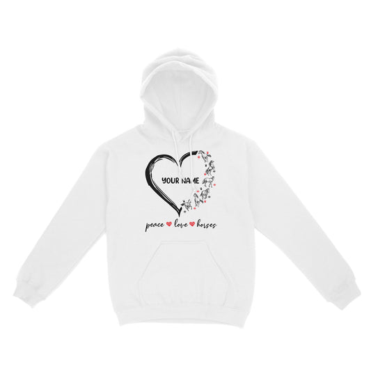 Peace love horses tattoo customized name horse shirt for girl, horse shirts D06 NQS2908 - Standard Hoodie