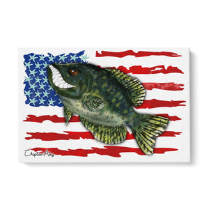 Angry Crappie fishing art with American flag ChipteeAmz's art Matte Canvas AT037