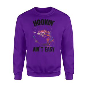 Beautiful colorful Fishing tattoo Sweat shirt design - Hookin' ain't easy - SPH63