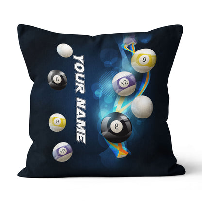 Personalized 3D Billiard Balls On Blue Glowing Pillow Best Custom Pillow TDM0759