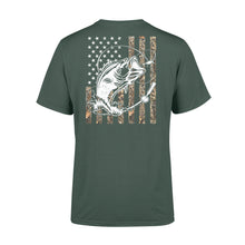 Load image into Gallery viewer, Bass Camouflage USA Flag bass fishing - Standard T-shirt