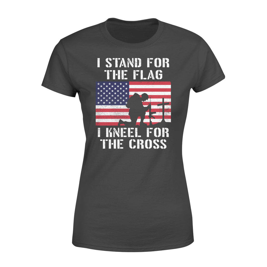 I Stand for The Flag I Kneel for The Cross  Shirt Patriotic Military NQS161