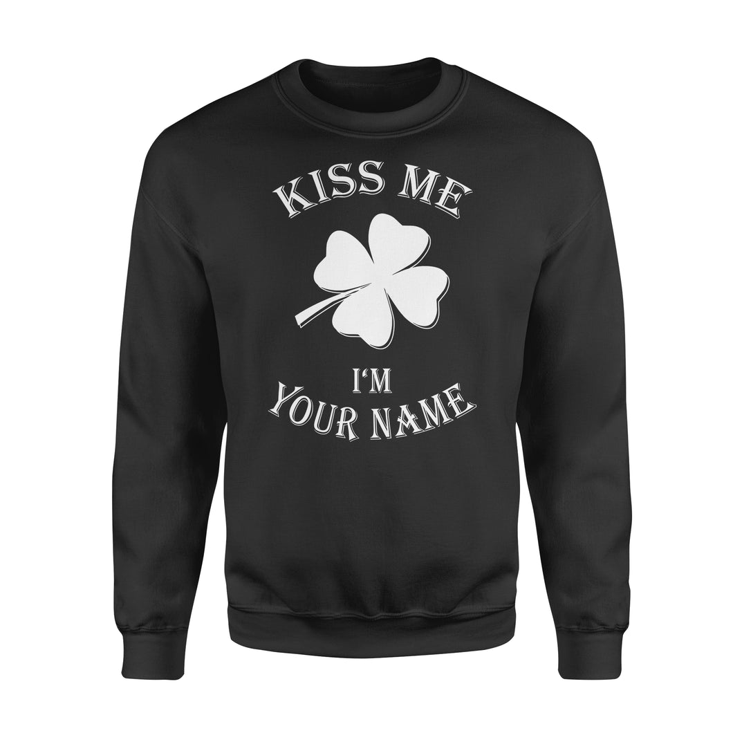 Kiss me I'm Irish Customize Irish Shamrock St. Patrick's Day Glitter Green Lucky Charm - Standard Fleece Sweatshirt