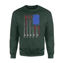 Load image into Gallery viewer, American US Flag Fishing Rod Shirt, Fisherman Gift D06 NQSD302 - Standard Crew Neck Sweatshirt