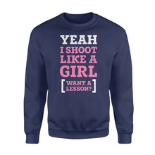 Load image into Gallery viewer, Yeah I shoot like a girl - Standard Crew Neck Sweatshirt