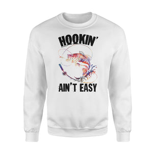 Beautiful colorful Fishing tattoo Sweat shirt design - Hookin' ain't easy - SPH63