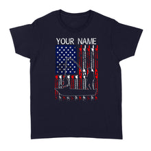 Load image into Gallery viewer, American flag fisherman kayak fishing custom name US fishing rod D05 NQS1244 - Standard Women&#39;s T-shirt