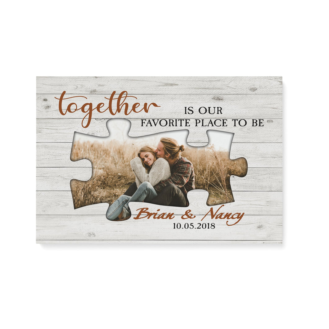 Custom photo, name and date canvas prints Together is our favorite place to be D02 NQSD272