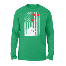 Load image into Gallery viewer, Duck hunting american flag, duck hunting dog NQSD39 - Standard Long Sleeve