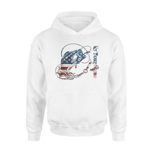 US Bass Fishing American Flag Custom name Hoodie D02 NQS1248