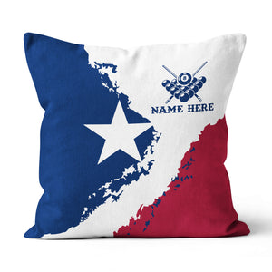 Personalized Pool Billiard Texas Flag Throw Pillows, Patriotic Pillows TDM0906
