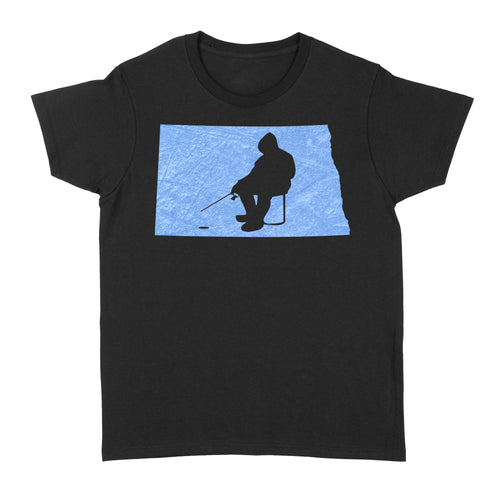 North Dakota Ice Fishing Shirts, Winter Fishing North Dakota State Love Fishing Women's Tshirt - FSD2926 D06