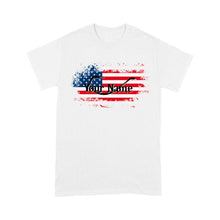 Load image into Gallery viewer, Custom name American Flag Fish Hook fishing T-shirt, personalized fishing apparel gift for Fishing lovers- NQS1198