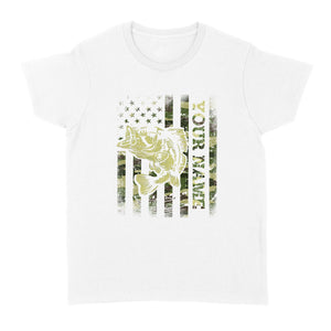 Largemouth bass fishing American flag green camo custom name fishing shirts D05 NQS1428 - Standard Women's T-shirt