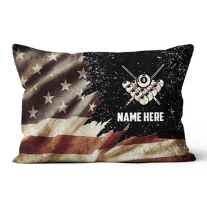 Personalized Retro Us Flag Billiard Throw Pillow, Best Patriotic Pillows TDM0908