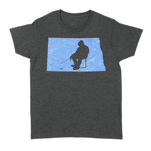 North Dakota Ice Fishing Shirts, Winter Fishing North Dakota State Love Fishing Women's Tshirt - FSD2926 D06