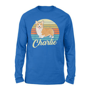 Custom name awesome Corgi 1970s vintage retro personalized gift - Standard Long Sleeve