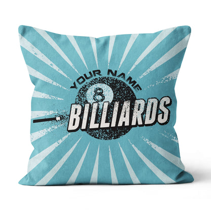 Personalized Blue Vintage 8 Ball Billiards Pillow Custom Billiards Gifts VHM0823