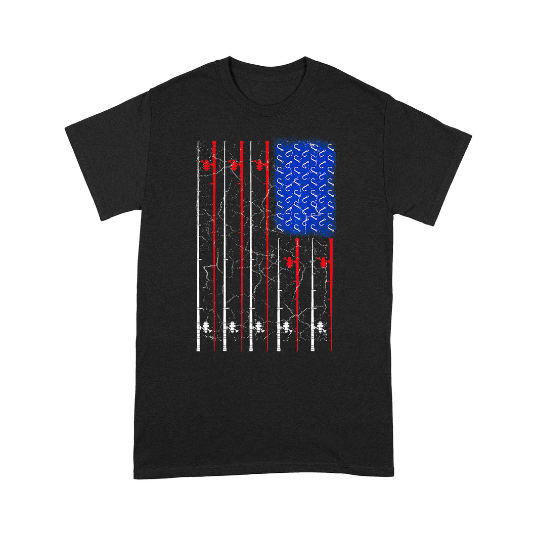 American US Flag Fishing Rod Shirt, Fisherman Gift D06 NQSD302- Standard T-shirt