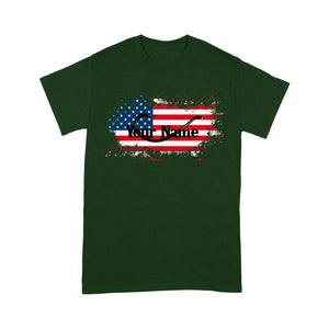 Custom name American Flag Fish Hook fishing T-shirt, personalized fishing apparel gift for Fishing lovers- NQS1198